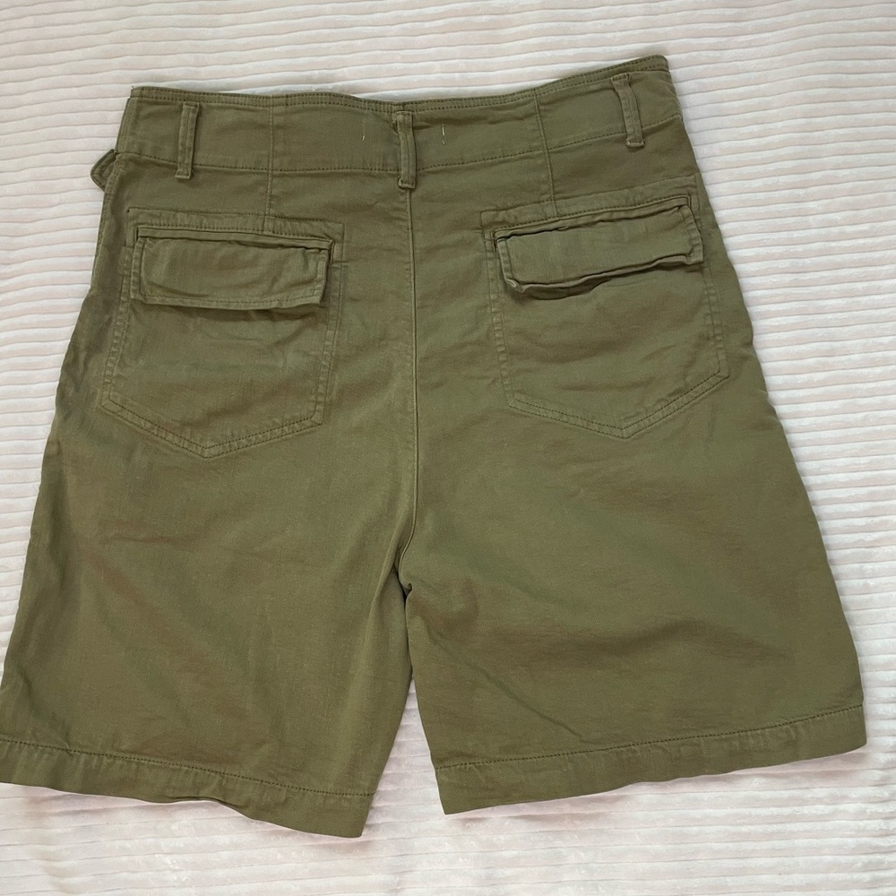 Zara Olive Green Cargo Shorts with Belt - Picture 2 of 7